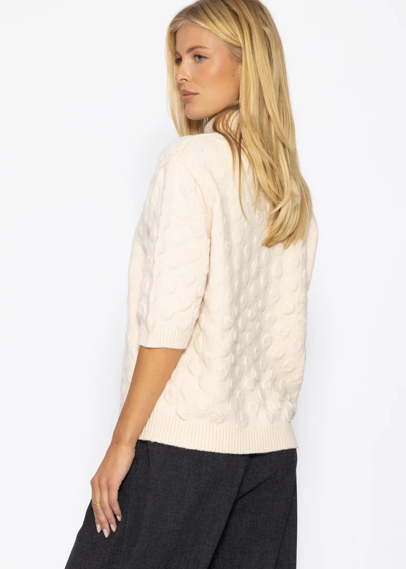 Oversized Kurzarmpullover mit Noppenstruktur - offwhite