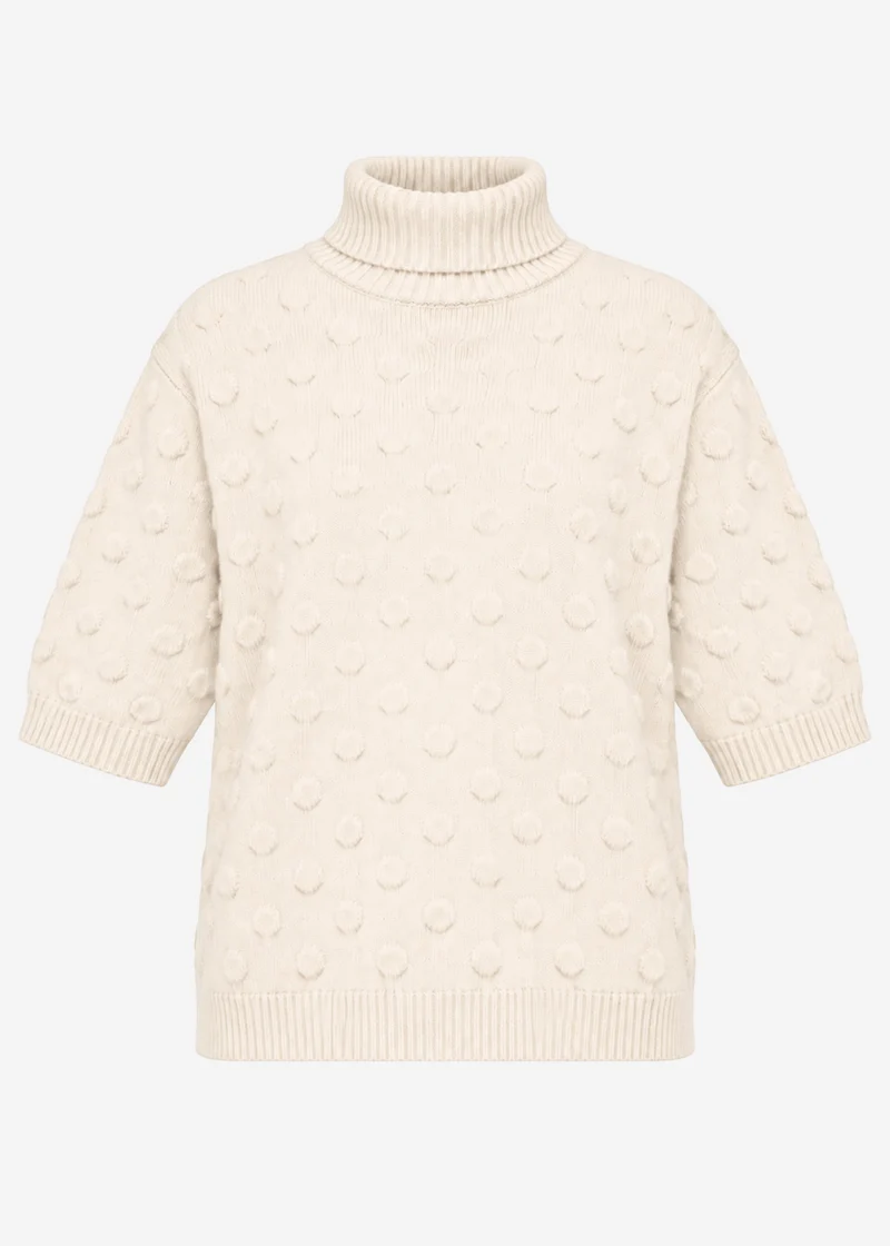 Oversized Kurzarmpullover mit Noppenstruktur - offwhite
