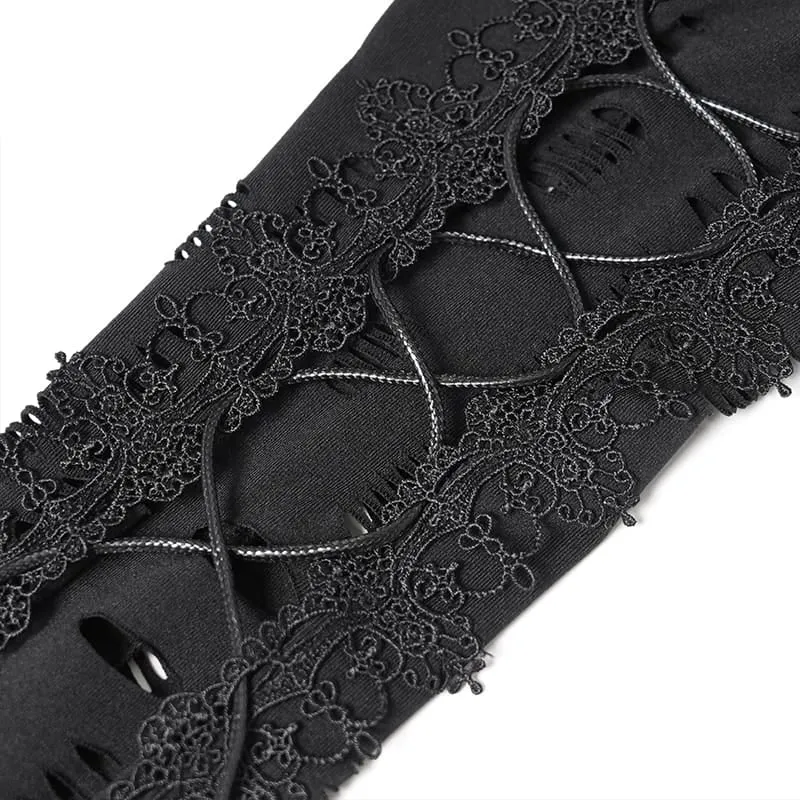 Punk-Kleid für Damen mit Ringen, zerrissenem, unregelmäßigem Saum und schulterfreiem Schnitt – Abschlusskleid
