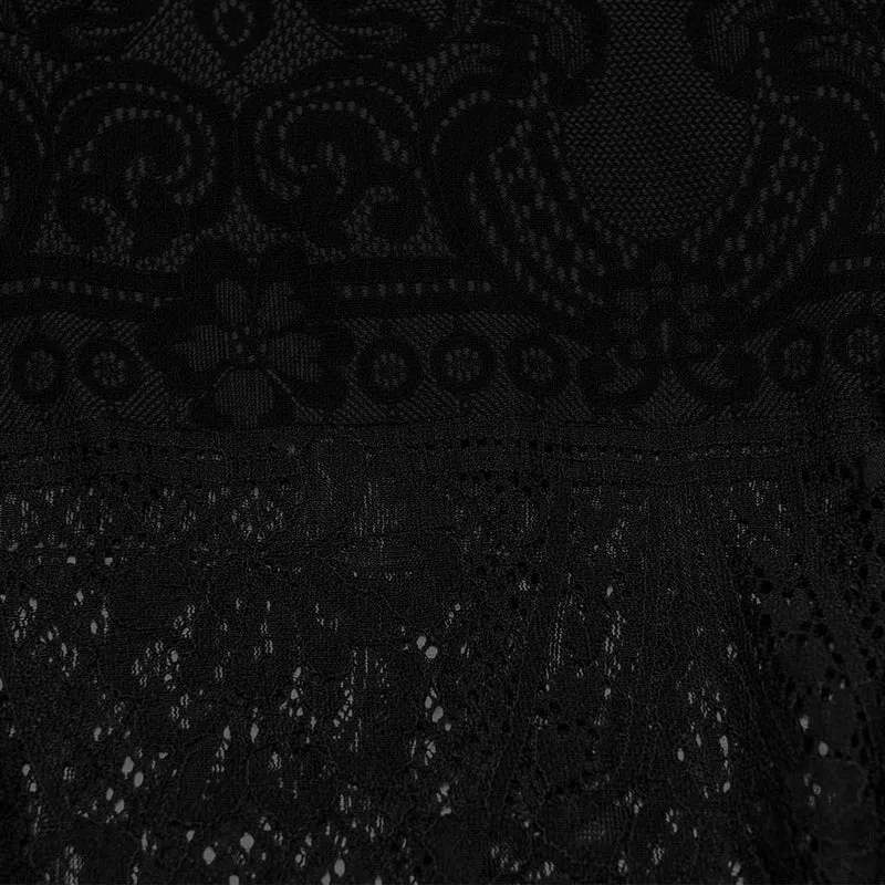 Gothic-Midirock mit Schnürung und Blumenmuster für Damen