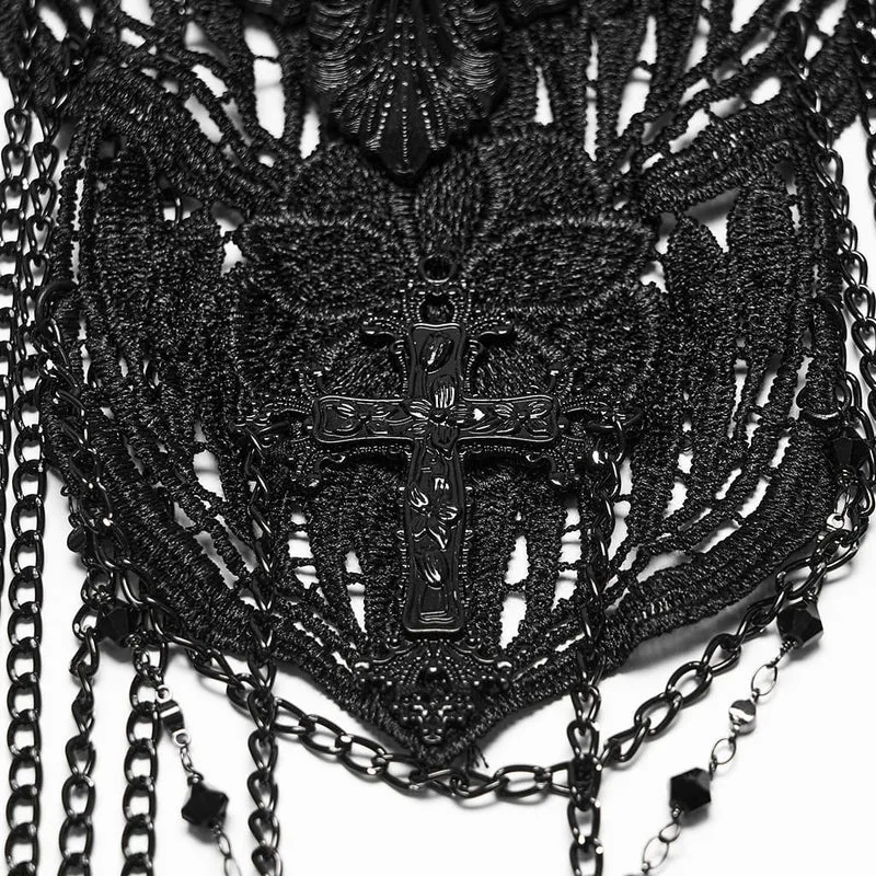 Gothic-Körpergeschirr für Damen mit mehreren Lagen und Totenkopfkette