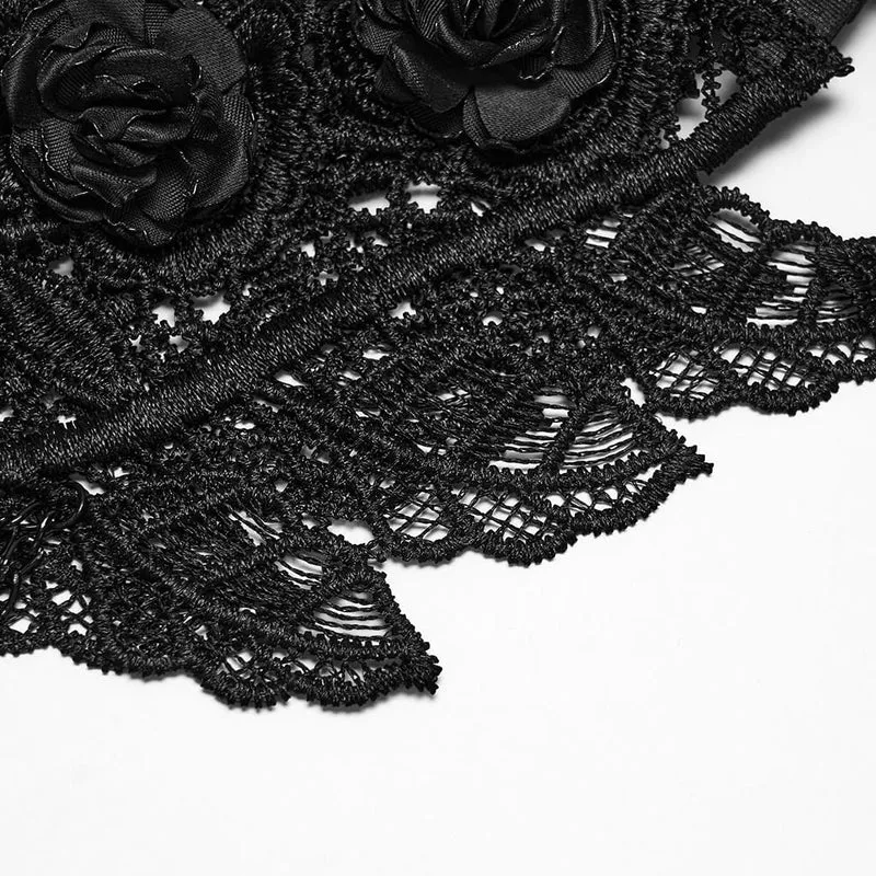 Gothic-Hüftgeschirr mit Rosenkette für Damen, Schwarz