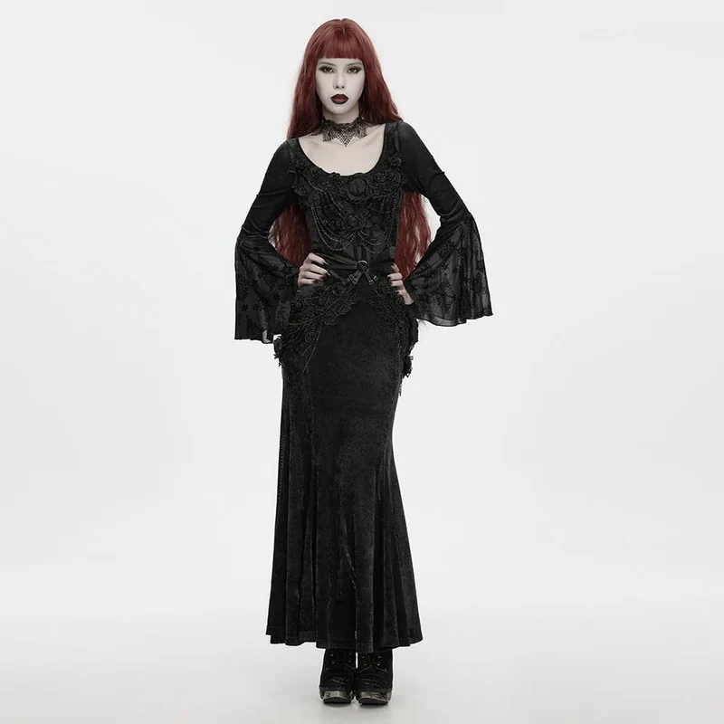 Gothic-Bralet mit Rosenkette für Damen, Schwarz