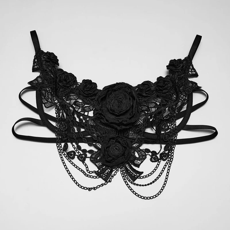 Gothic-Bralet mit Rosenkette für Damen, Schwarz