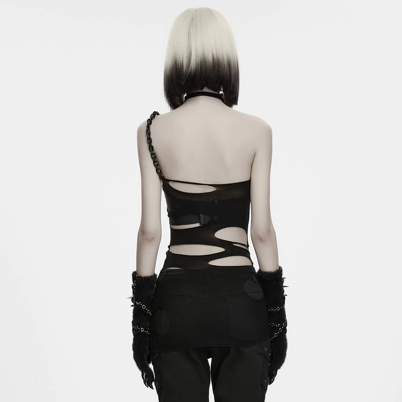 Punk-Tanktop mit Cut-out und Kettenmuster für Damen