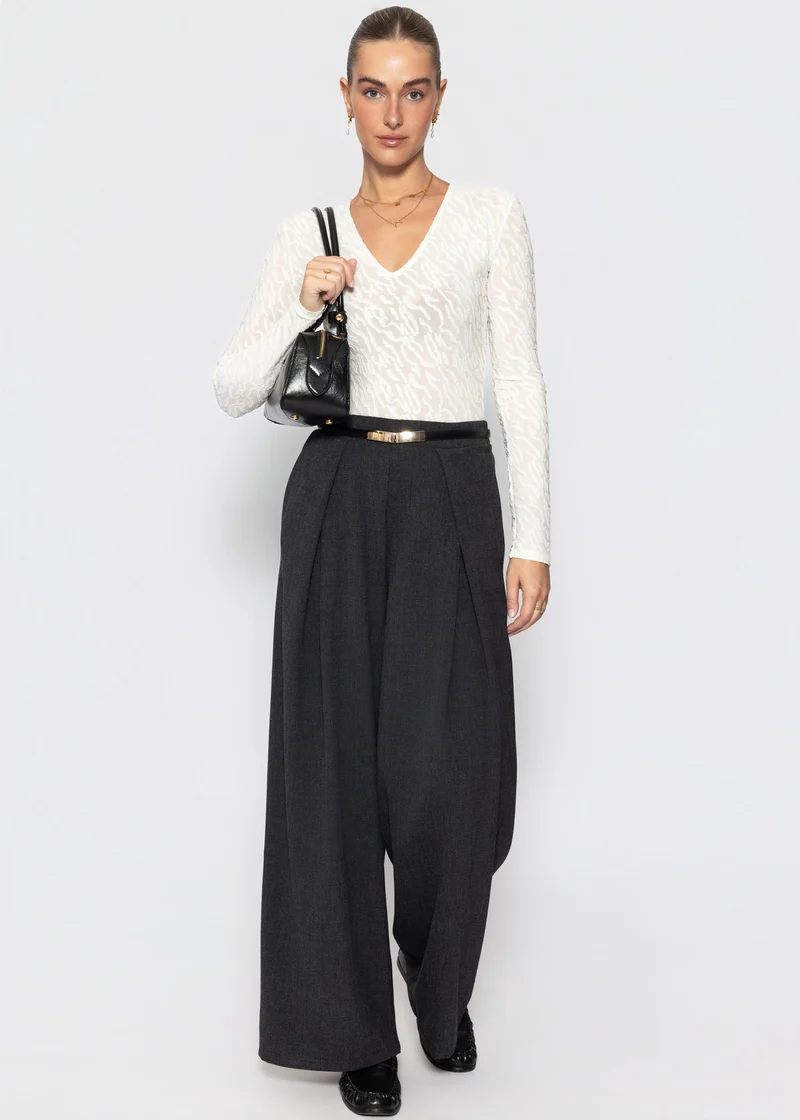 Langarmbody mit Strukturmuster - offwhite