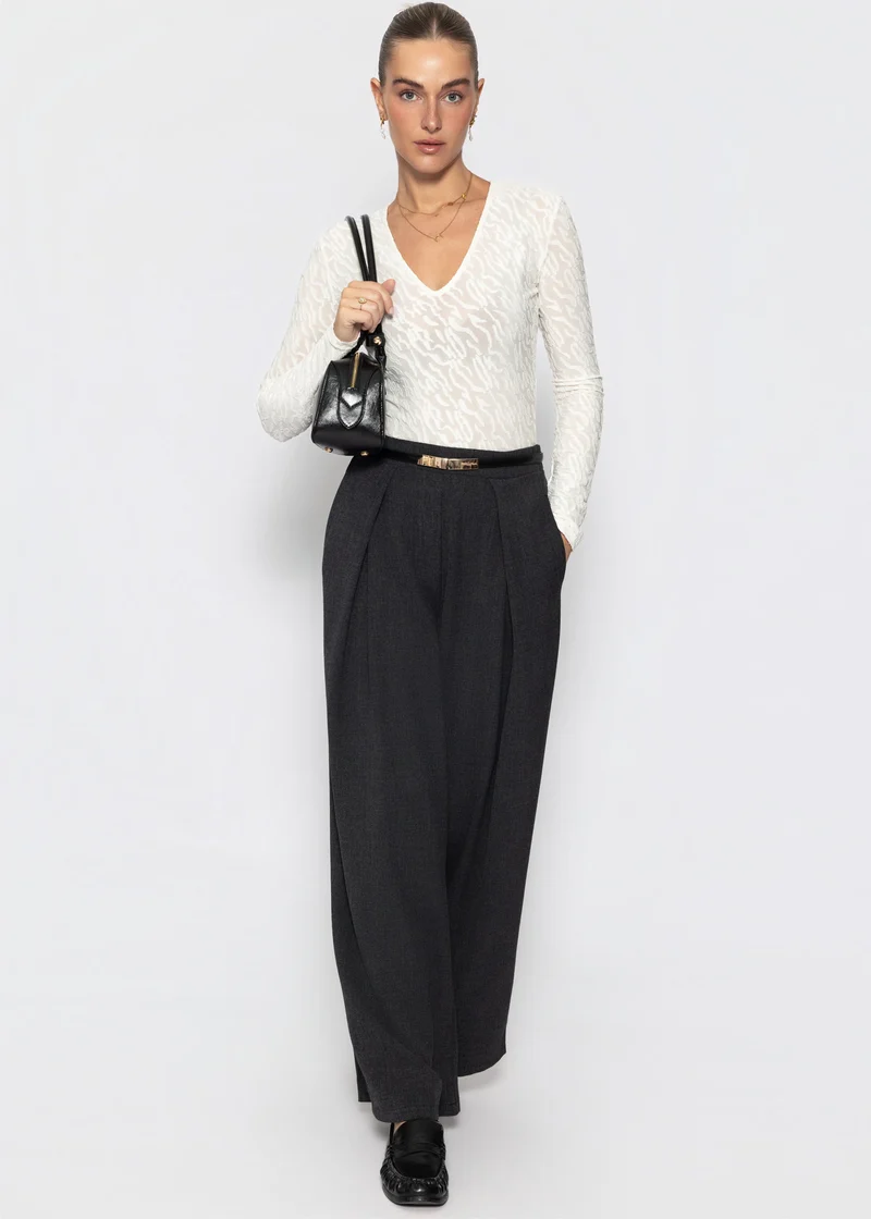Langarmbody mit Strukturmuster - offwhite