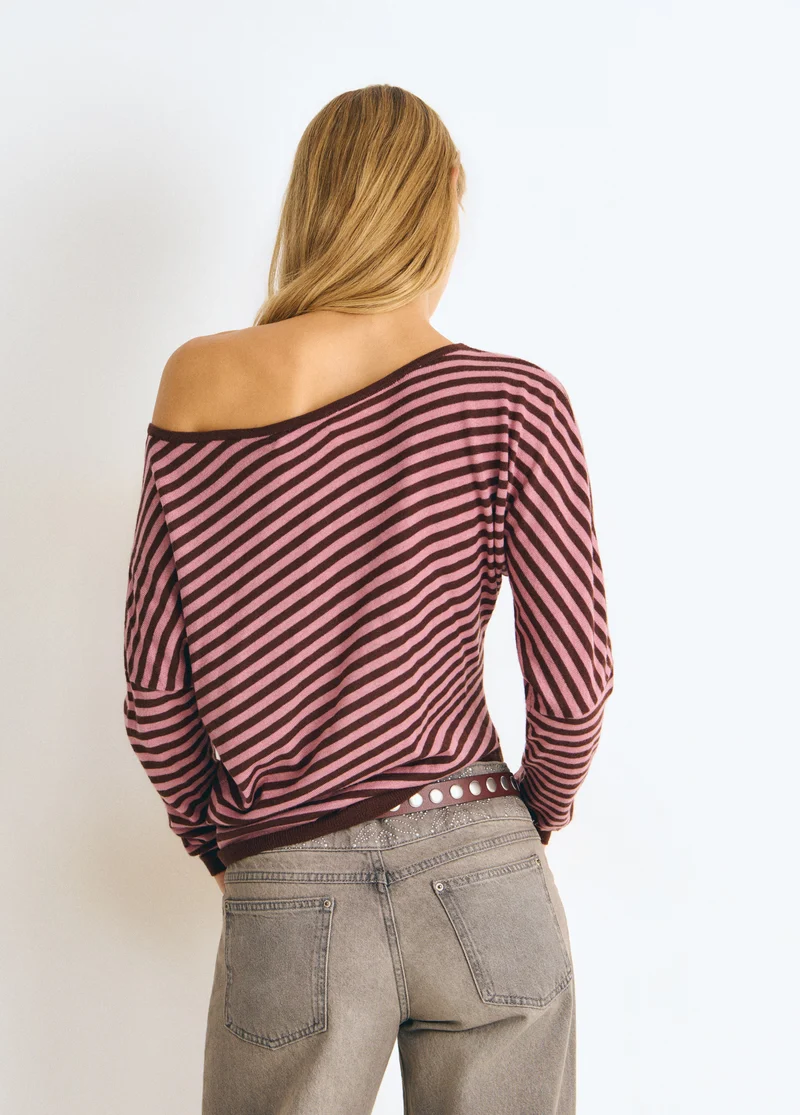 Asymmetric striped sweater