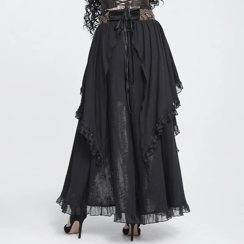 Gothic-Rock mit Rosenrüschen und asymmetrischem Saum für Damen