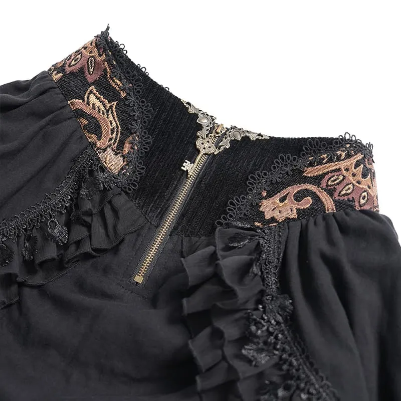 Gothic-Rock mit Rosenrüschen und asymmetrischem Saum für Damen
