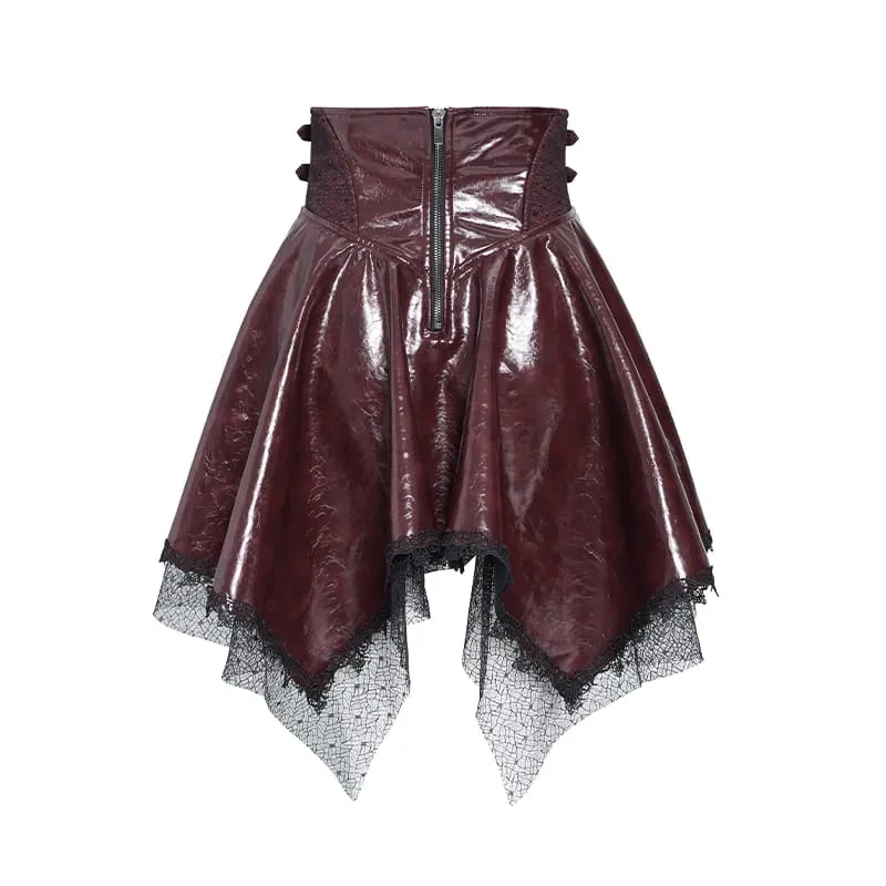 Punk-Rock für Damen mit Schnürung, Fledermaus-Motiv und asymmetrischem Design, rot