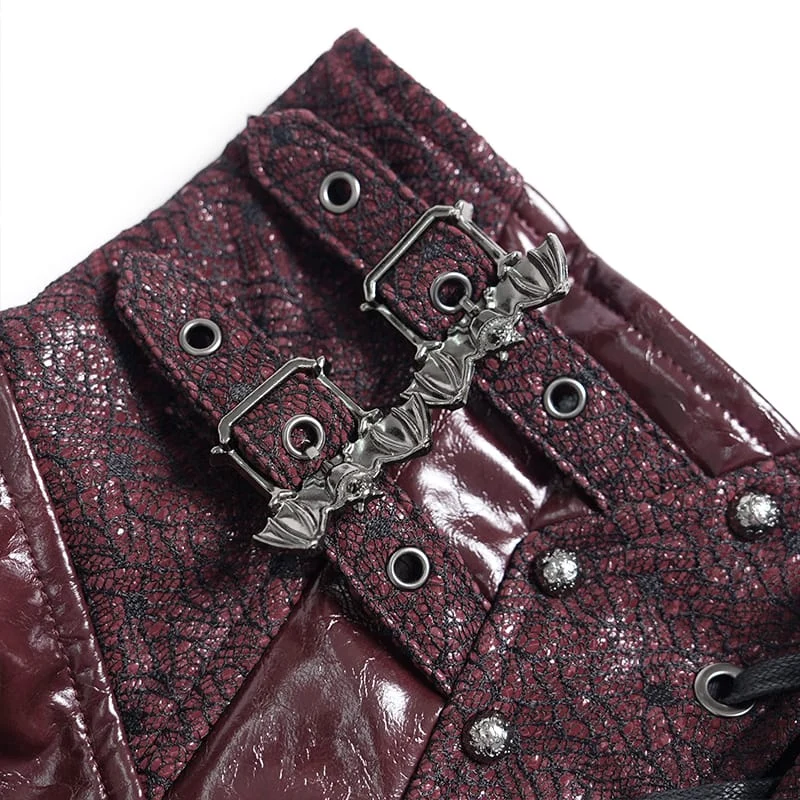 Punk-Rock für Damen mit Schnürung, Fledermaus-Motiv und asymmetrischem Design, rot