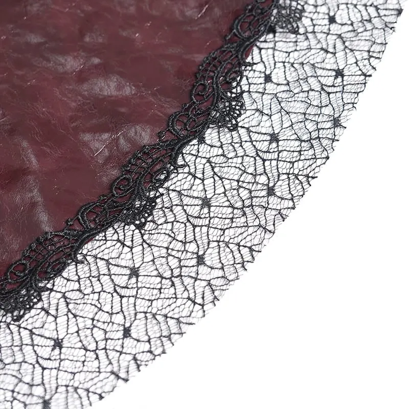 Punk-Rock für Damen mit Schnürung, Fledermaus-Motiv und asymmetrischem Design, rot