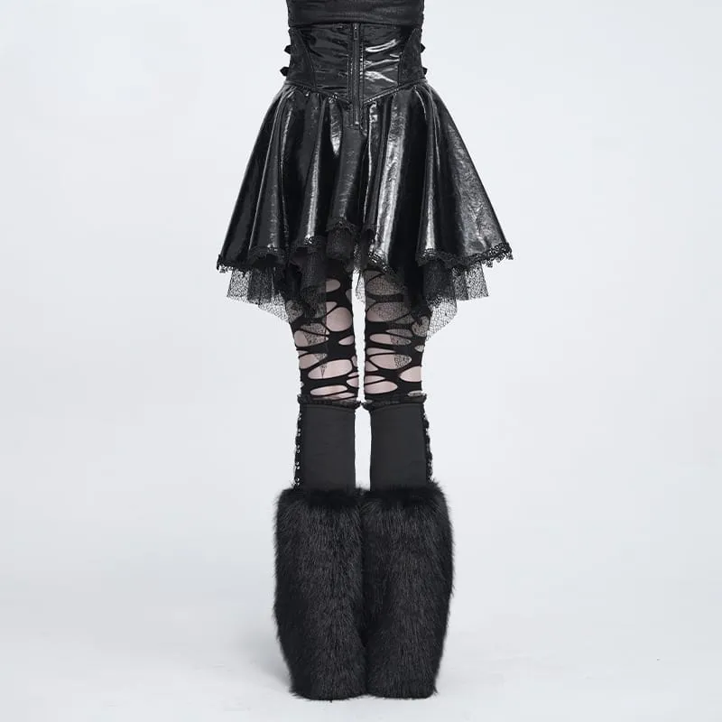 Punk-Rock für Damen mit Schnürung, Fledermaus-Motiv und asymmetrischem Design, schwarz