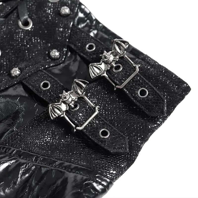 Punk-Rock für Damen mit Schnürung, Fledermaus-Motiv und asymmetrischem Design, schwarz