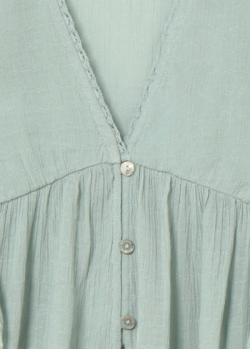 Romantic blouse with ruffles and lace trim