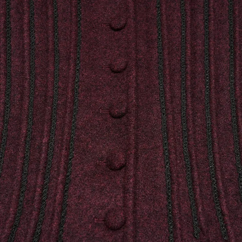 Roter, gotischer Damenmantel mit Schnürung, einreihig, Kapuze