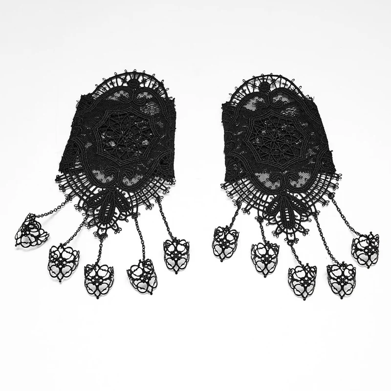 Vintage-Gothic-Spitzenhandschuhe für Damen mit Cut-out-Details