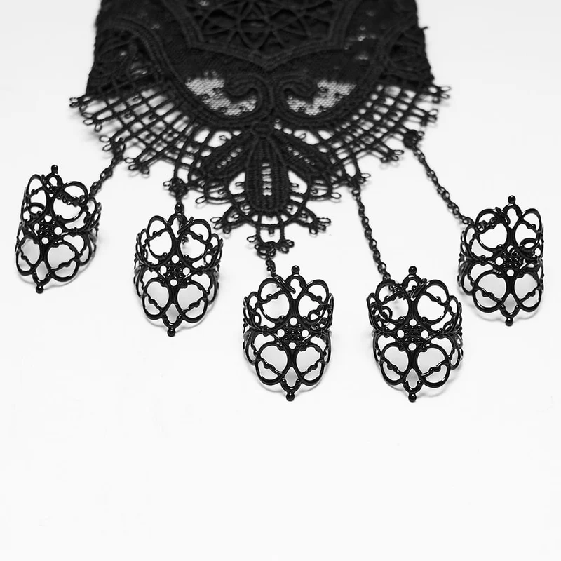 Vintage-Gothic-Spitzenhandschuhe für Damen mit Cut-out-Details