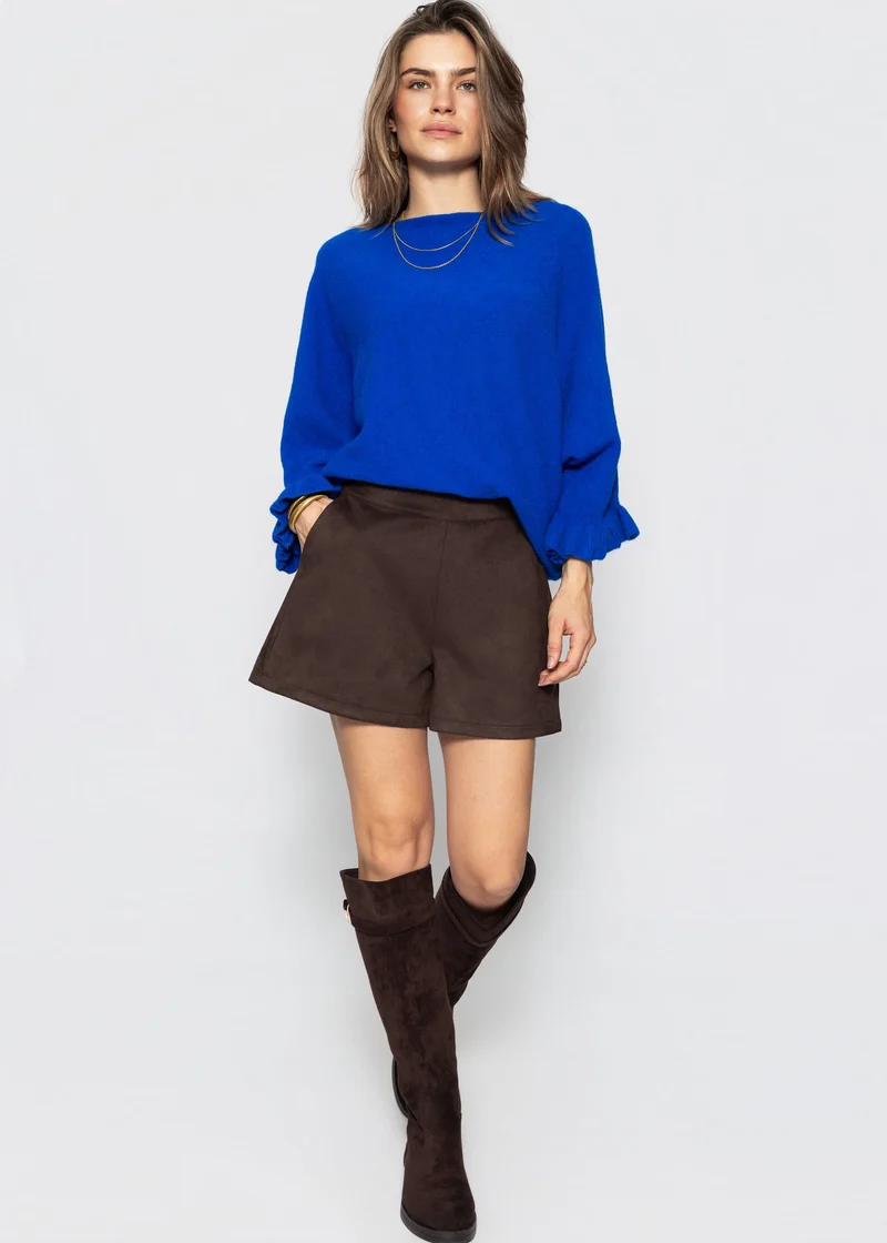 Shorts in Wildlederoptik - dunkelbraun