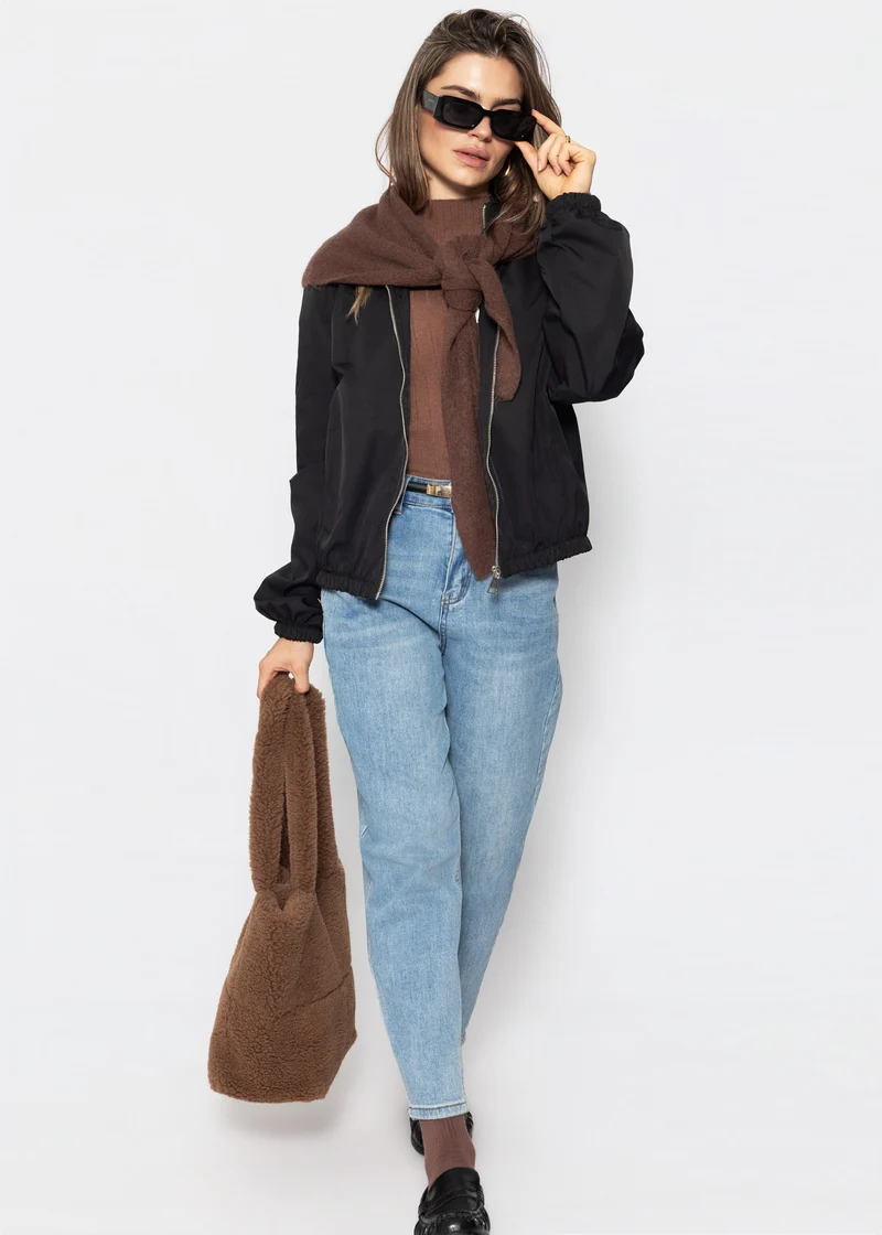 Blousonjacke mit elastischem Bund - schwarz