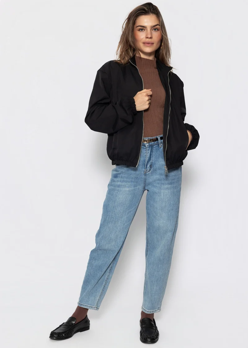 Blousonjacke mit elastischem Bund - schwarz