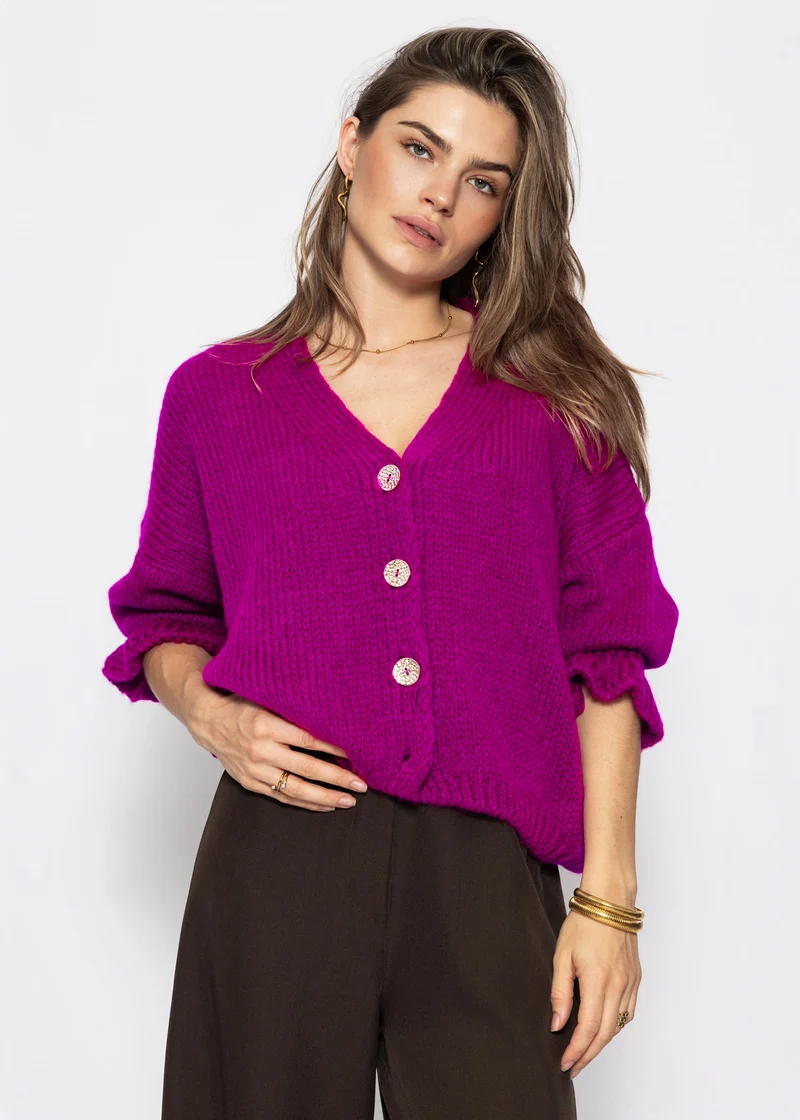 Strickjacke mit 3/4-Ärmeln - fuchsia