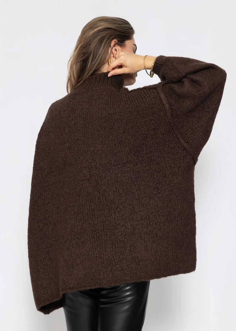 Oversized Grobstrickpullover - braun