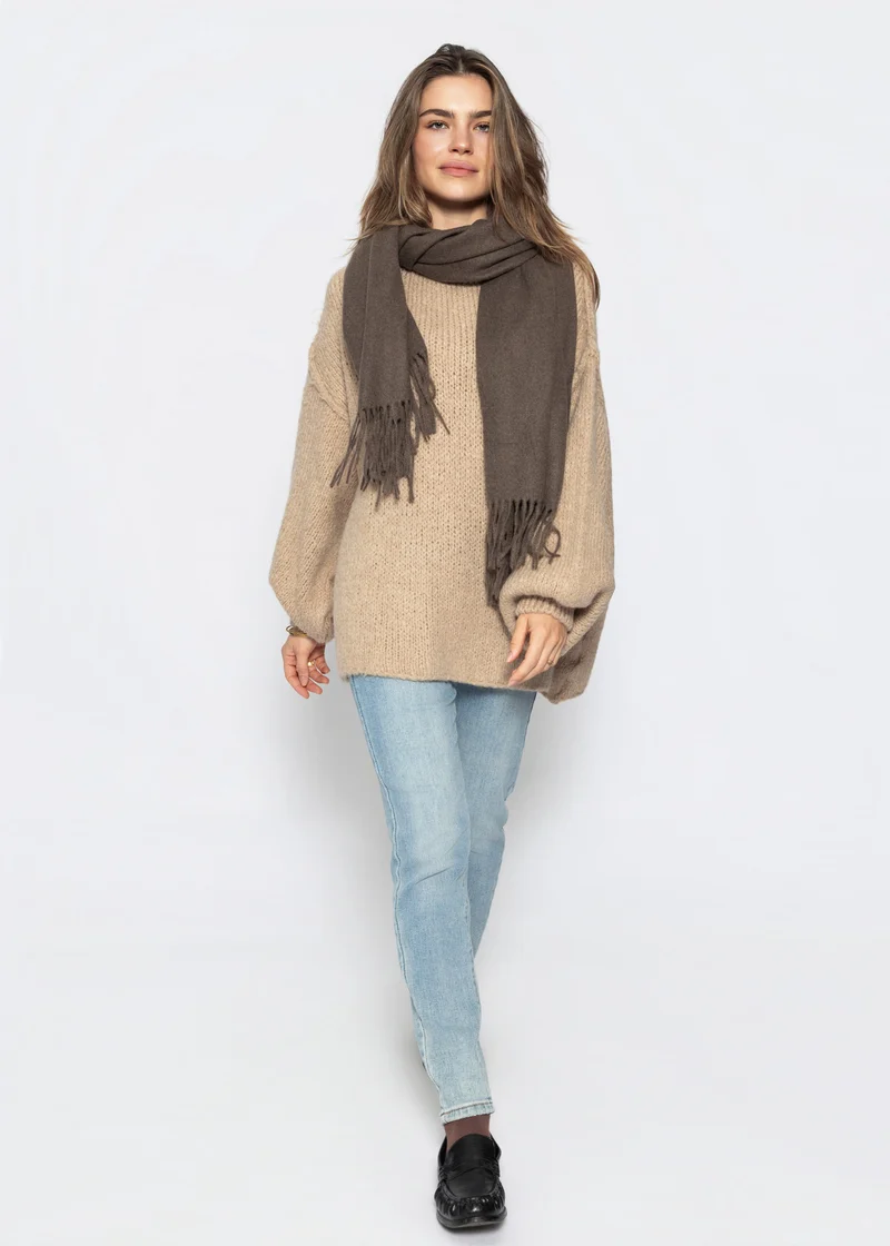 Oversized Grobstrickpullover - beige