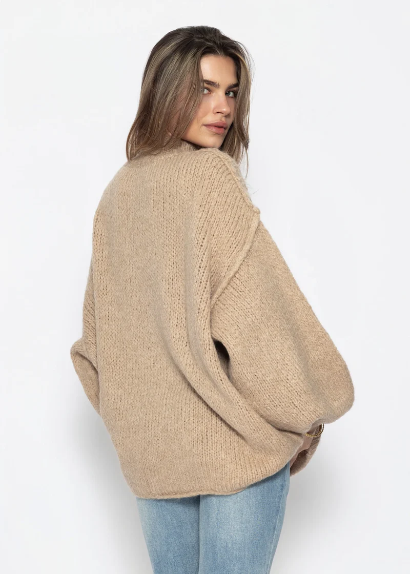 Oversized Grobstrickpullover - beige