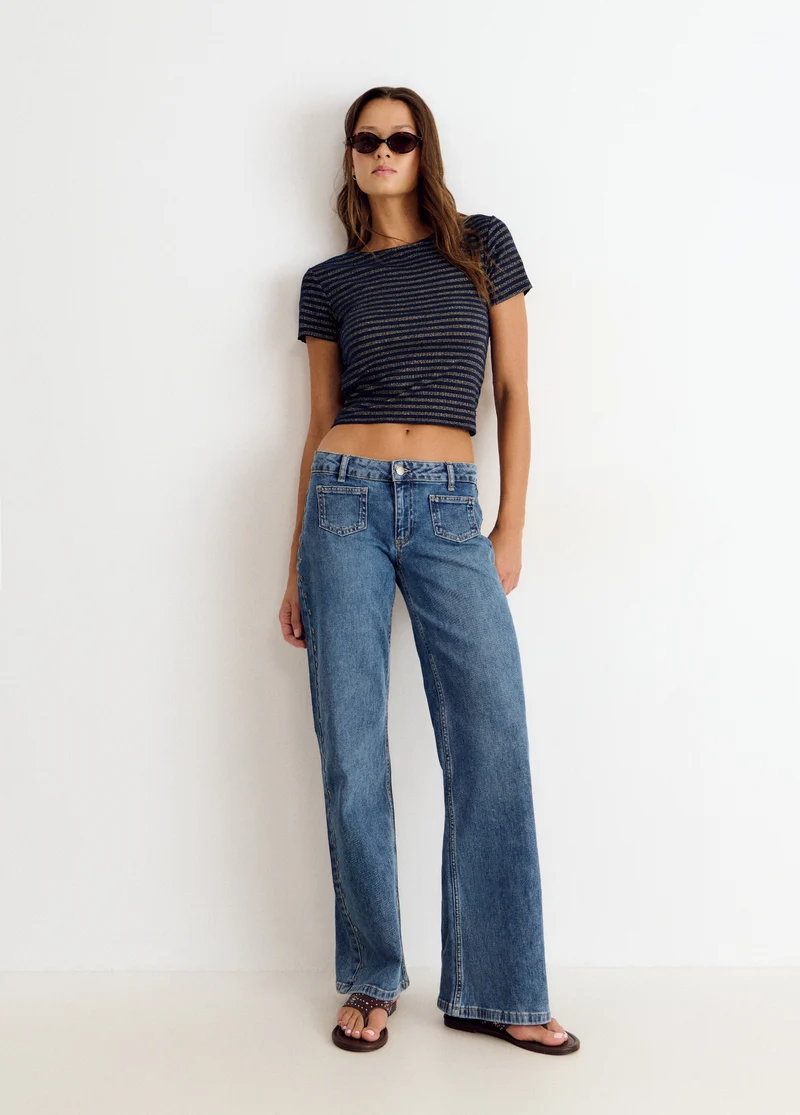 Open striped lurex T-shirt