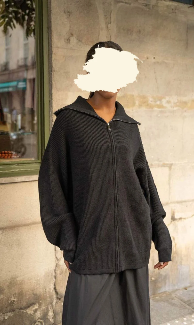Strickpullover in Übergröße mit Reißverschluss