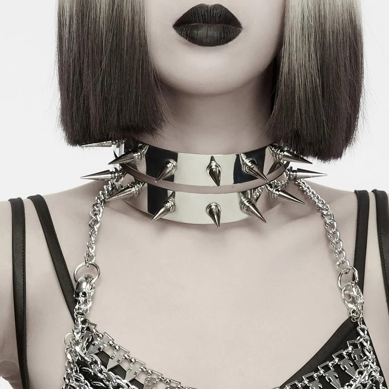 Punk-Choker mit Nieten für Damen