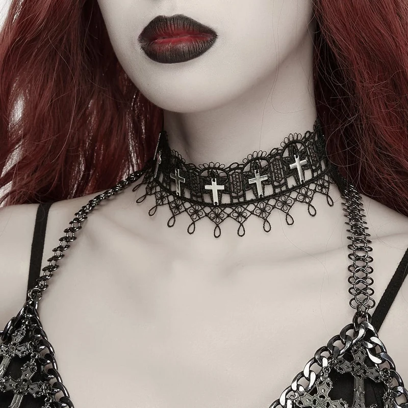 Gothic-Choker mit Kreuzspitze für Damen