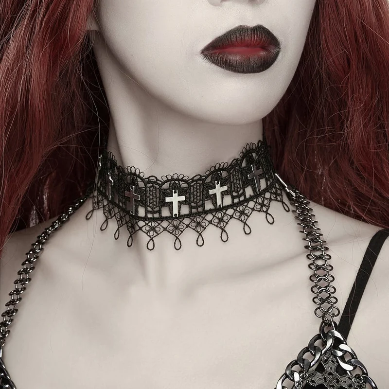 Gothic-Choker mit Kreuzspitze für Damen