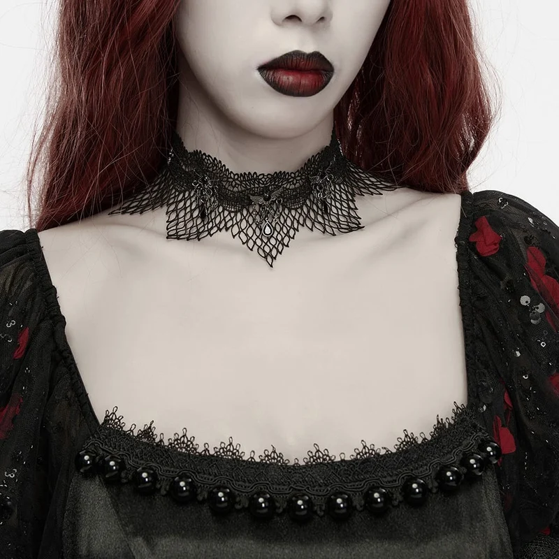Gothic-Choker mit Fledermausdekor und Spitze für Damen