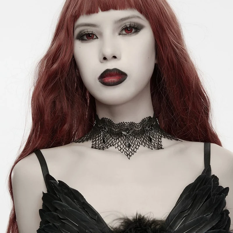 Gothic-Choker mit Fledermausdekor und Spitze für Damen