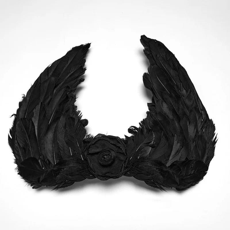 Gothic-Kopfbedeckung für Damen mit Blumenmuster und Federflügeln