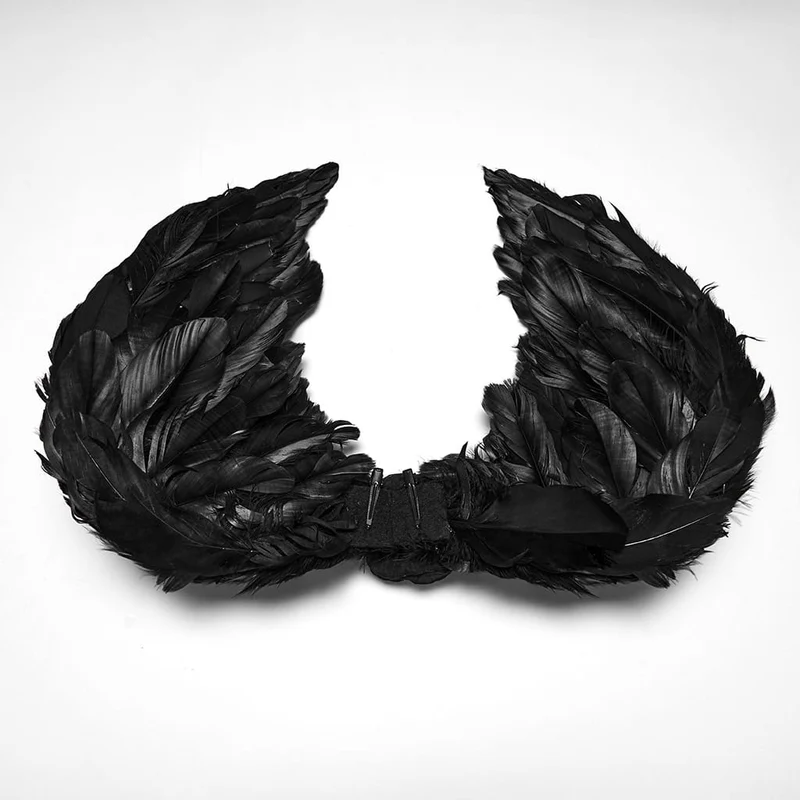 Gothic-Kopfbedeckung für Damen mit Blumenmuster und Federflügeln