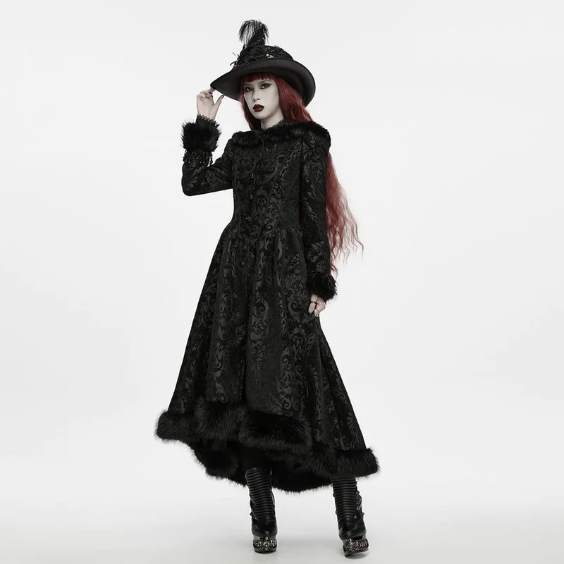 Gothic-Zylinderhut für Damen mit Rosen- und Federapplikationen