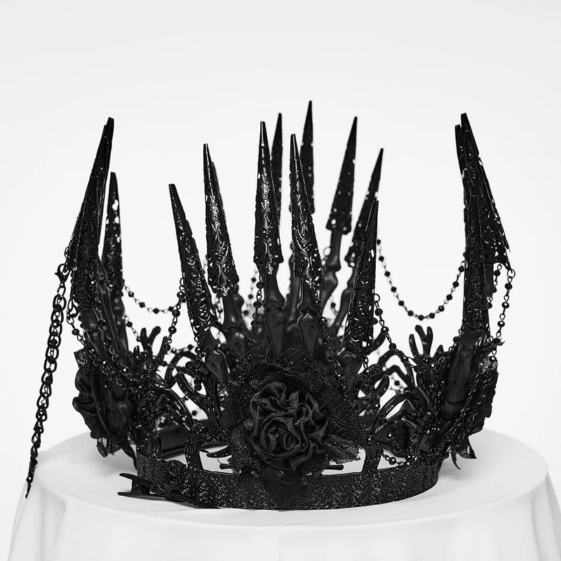 Gothic-Knochenrosen-Kettenkrone für Damen