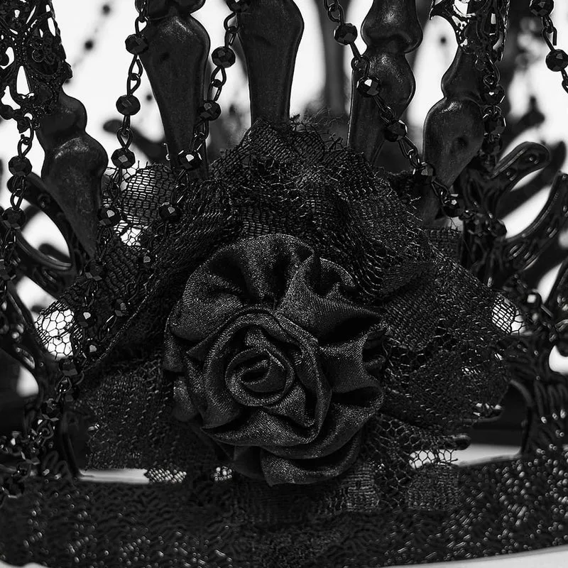 Gothic-Knochenrosen-Kettenkrone für Damen