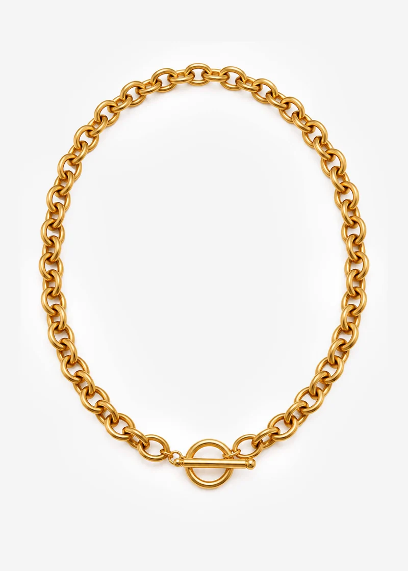Glieder Halskette mit T-Verschluss - gold