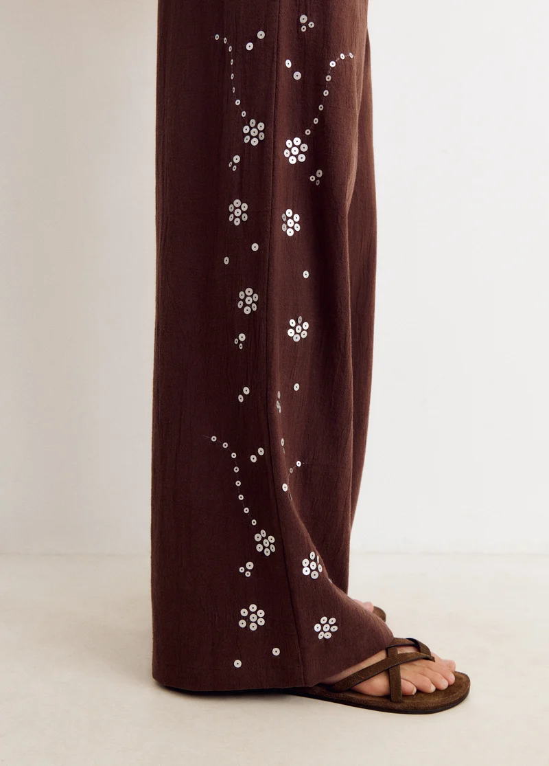Flowy pants with side sequin detail