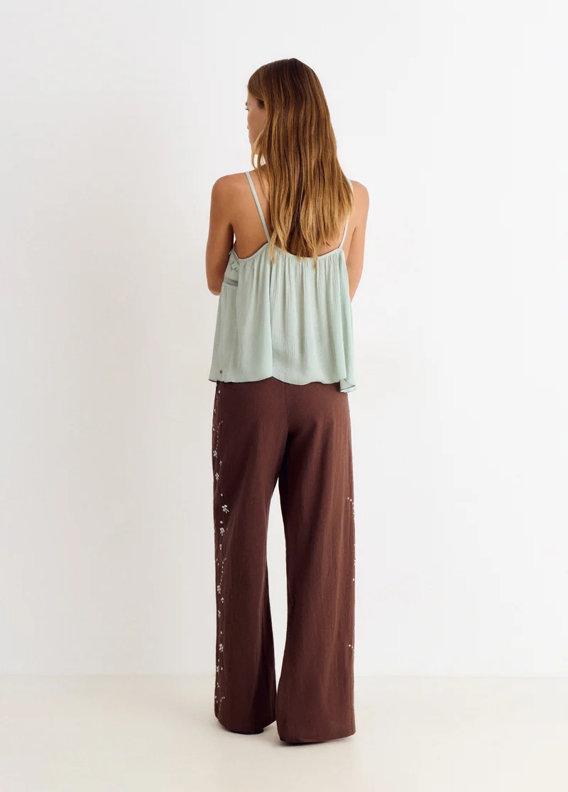 Flowy pants with side sequin detail