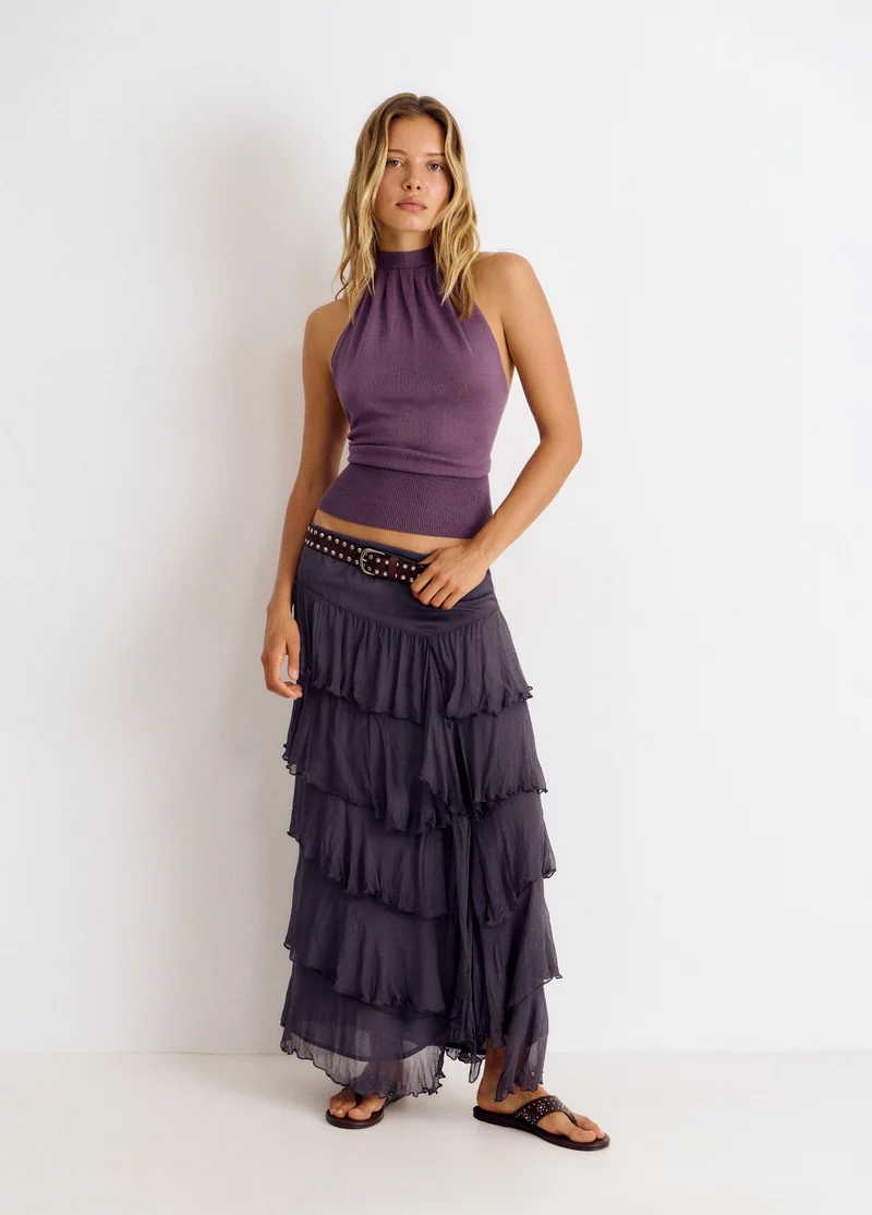 Neck-tied back neckline top