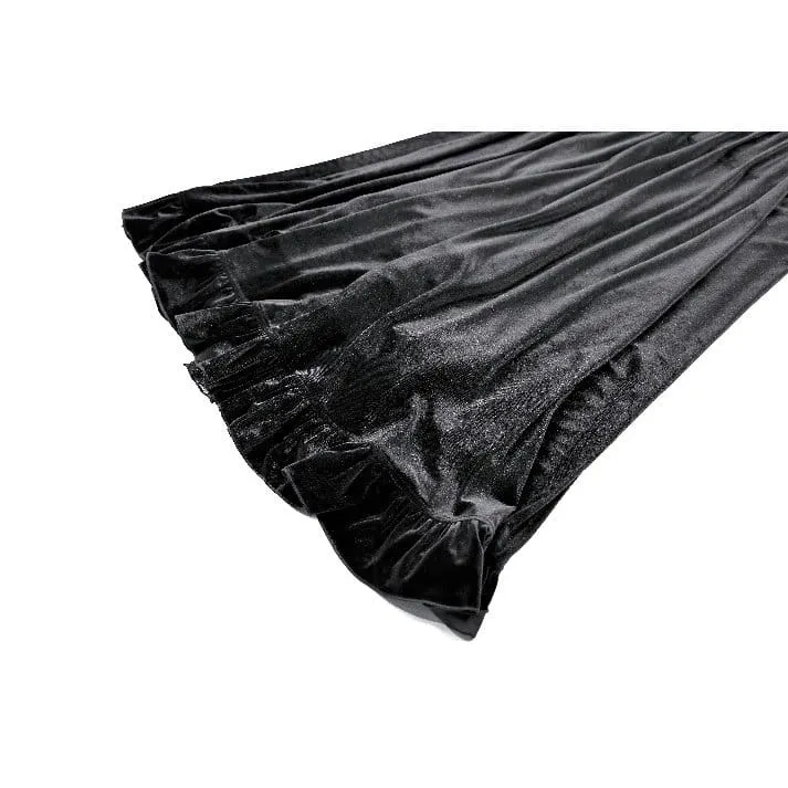 Gothic-Maxikleid für Damen mit kontrastfarbenem, eckigem Kragen und Glockenärmeln – Hochzeitskleid