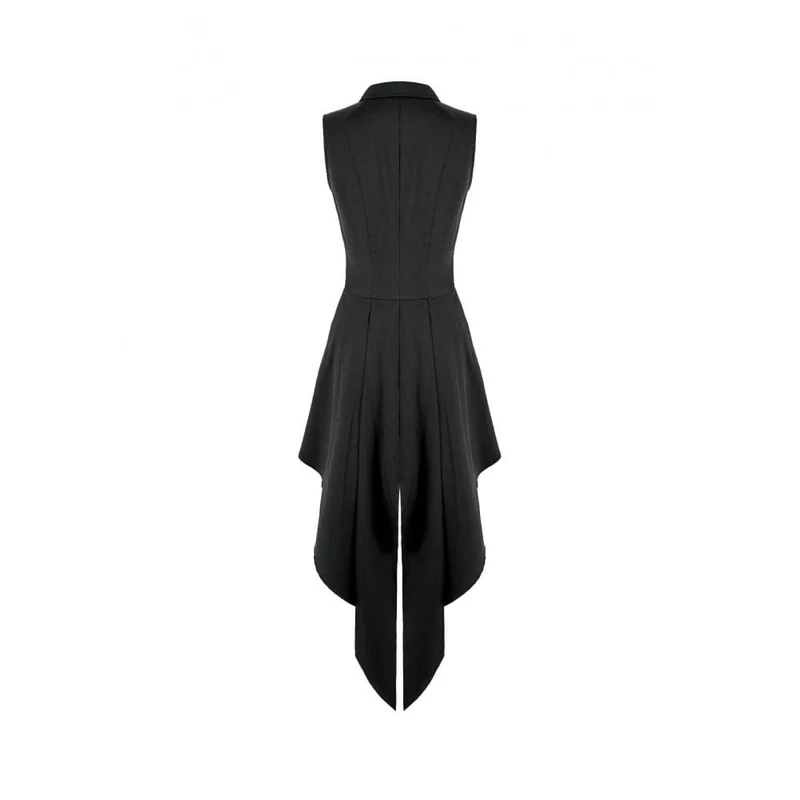 Punk-Kleid für Damen mit Cut-outs, Umlegekragen, Reißverschluss und asymmetrischem Saum