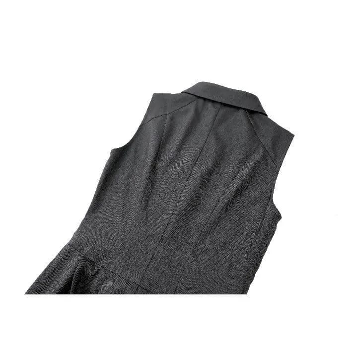 Punk-Kleid für Damen mit Cut-outs, Umlegekragen, Reißverschluss und asymmetrischem Saum