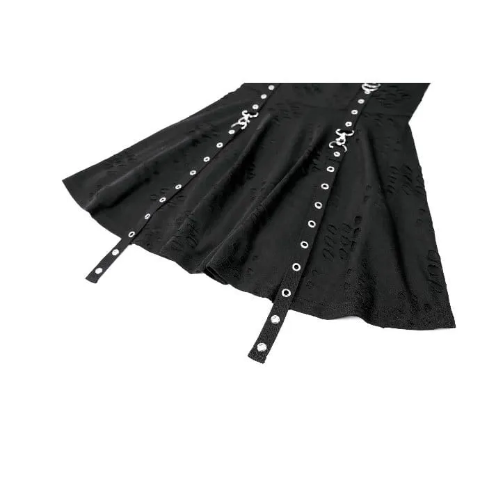 Punk-Slipkleid mit Ösenriemen und Used-Look für Damen
